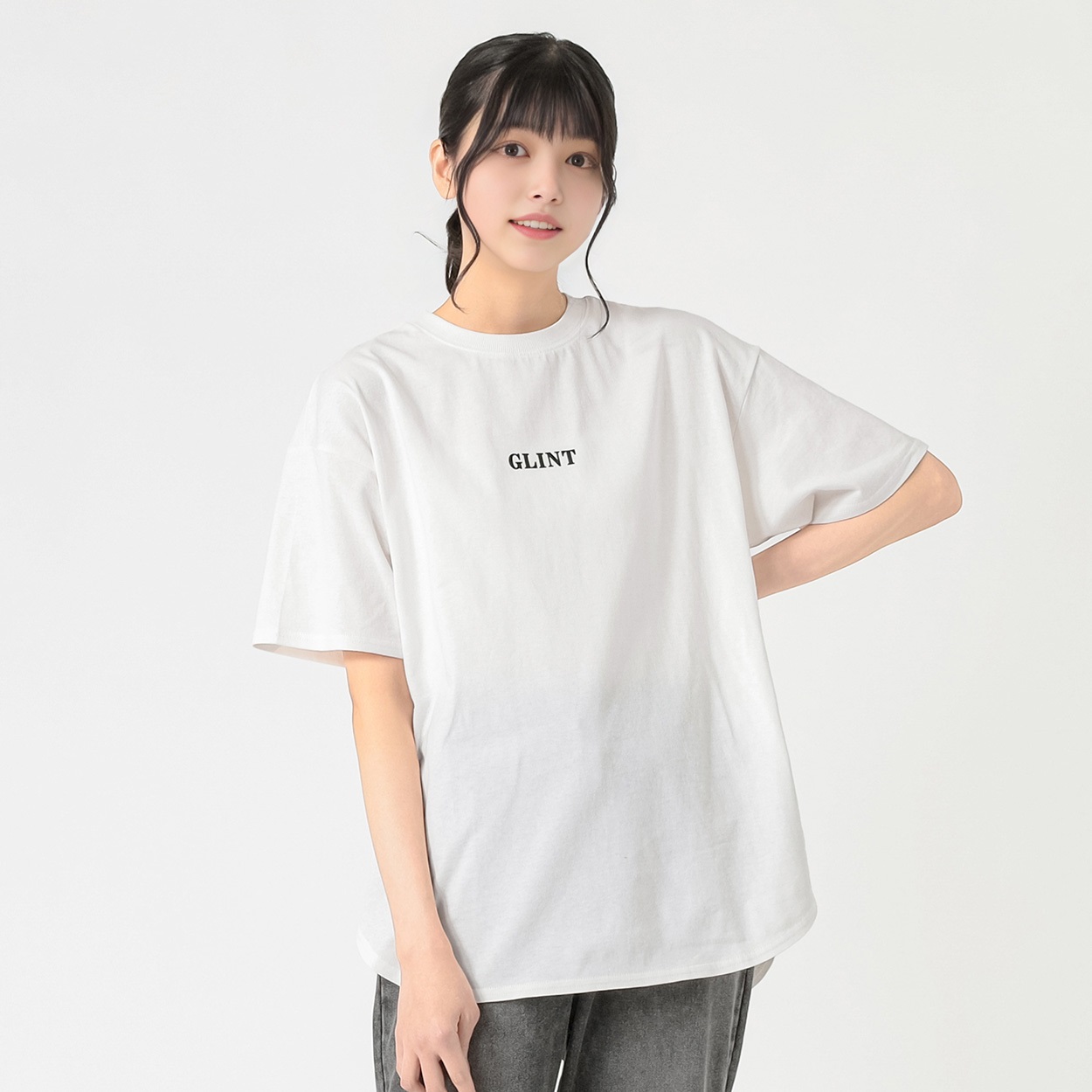 裾ラウンド無地Ｔシャツ レディス Doublefocus(ダブルフォーカス)(シロ-S)