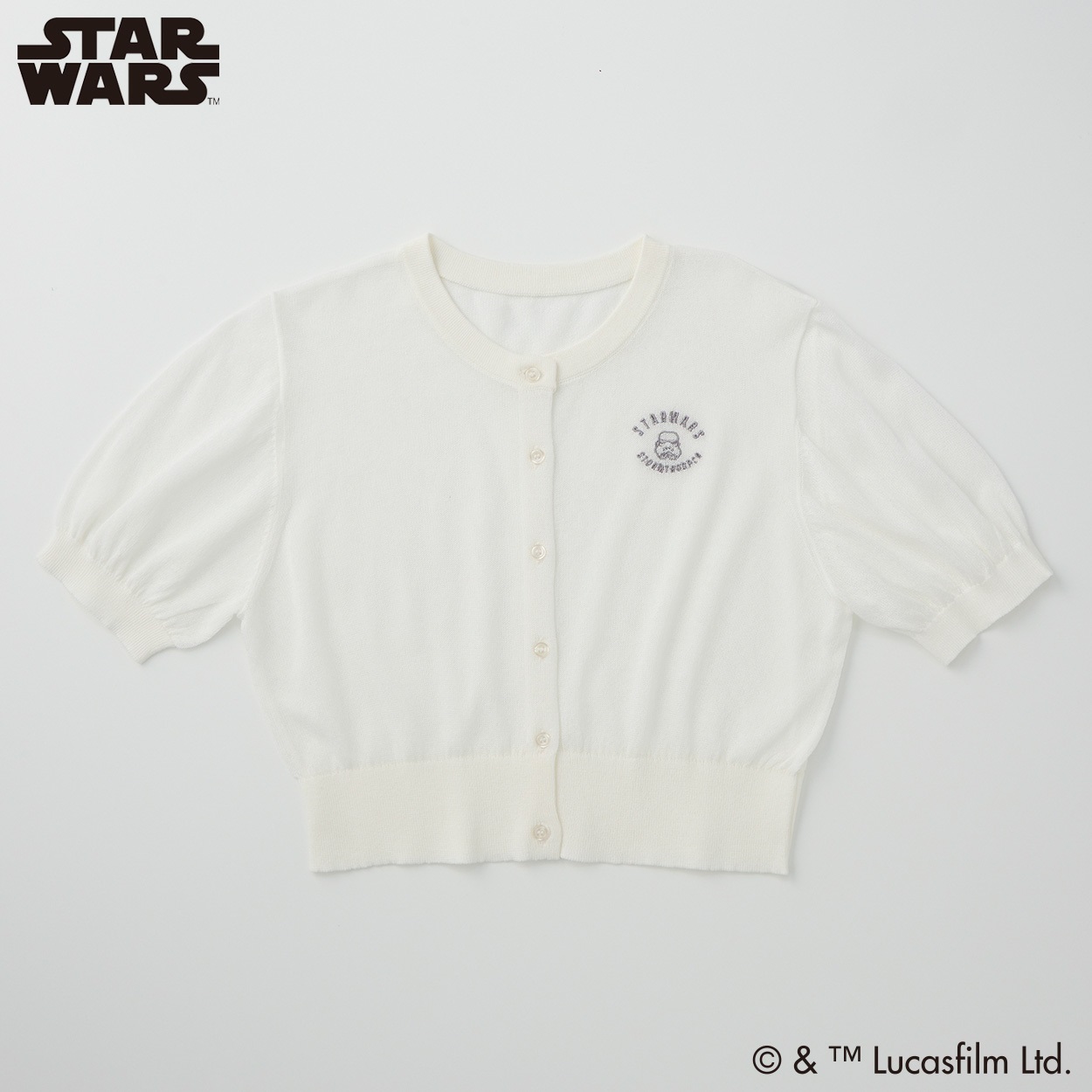 スター・ウォーズ レーヨン混シアー半袖カーディガン レディス Doublefocus(ダブルフォーカス)(シロ-M)