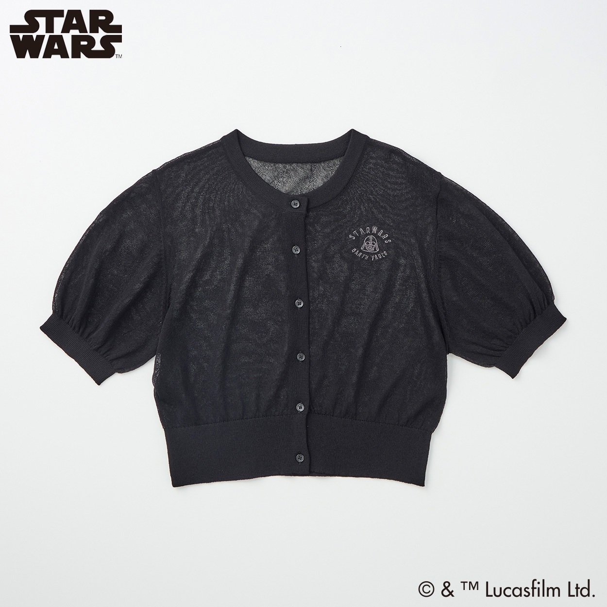 スター・ウォーズ レーヨン混シアー半袖カーディガン レディス Doublefocus(ダブルフォーカス)(クロ-L)