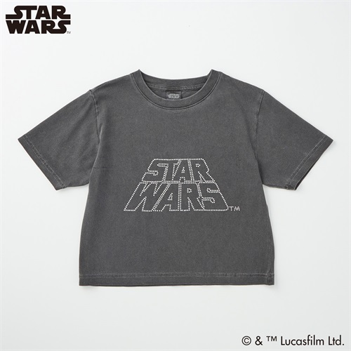 スター・ウォーズ ストーンロゴ短丈半袖Tシャツ レディス Doublefocus(ダブルフォーカス)(チャコ－ルグレ－-S)