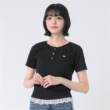 ラメテレコリブヘンリーネックプルオーバー レディス Doublefocus(ダブルフォーカス)(クロ-S)