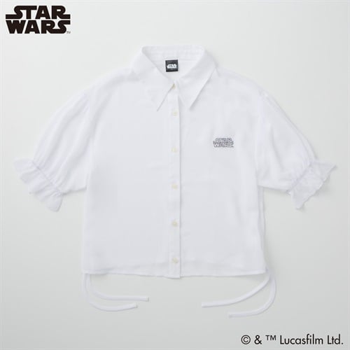 スター・ウォーズ シフォン半袖短丈シャツ レディス Doublefocus(ダブルフォーカス)(シロ-S)