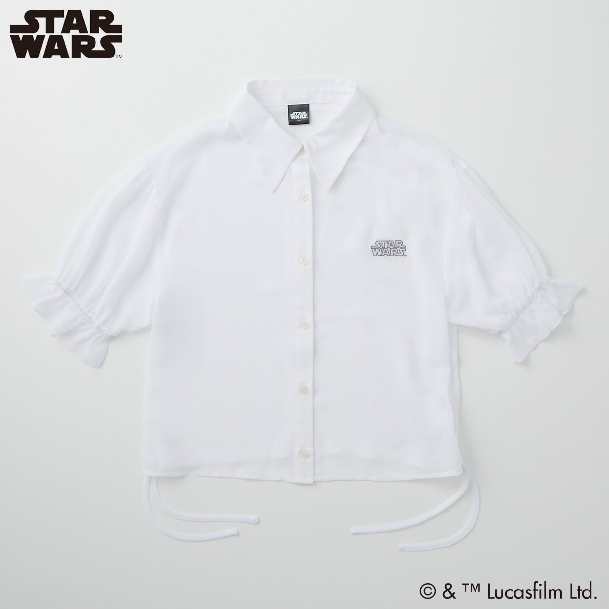 スター・ウォーズ シフォン半袖短丈シャツ レディス Doublefocus(ダブルフォーカス)(シロ-S)