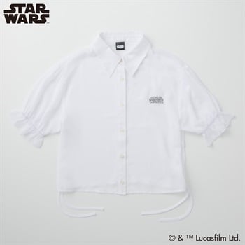 スター・ウォーズ シフォン半袖短丈シャツ レディス Doublefocus(ダブルフォーカス)(シロ-S)