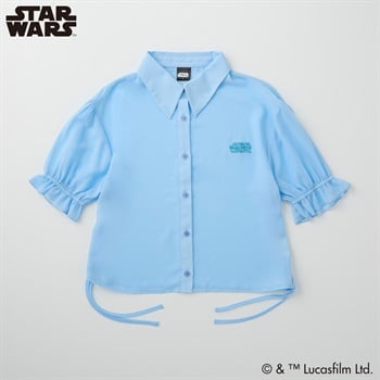 スター・ウォーズ シフォン半袖短丈シャツ レディス Doublefocus(ダブルフォーカス)(ウスアオ-S)