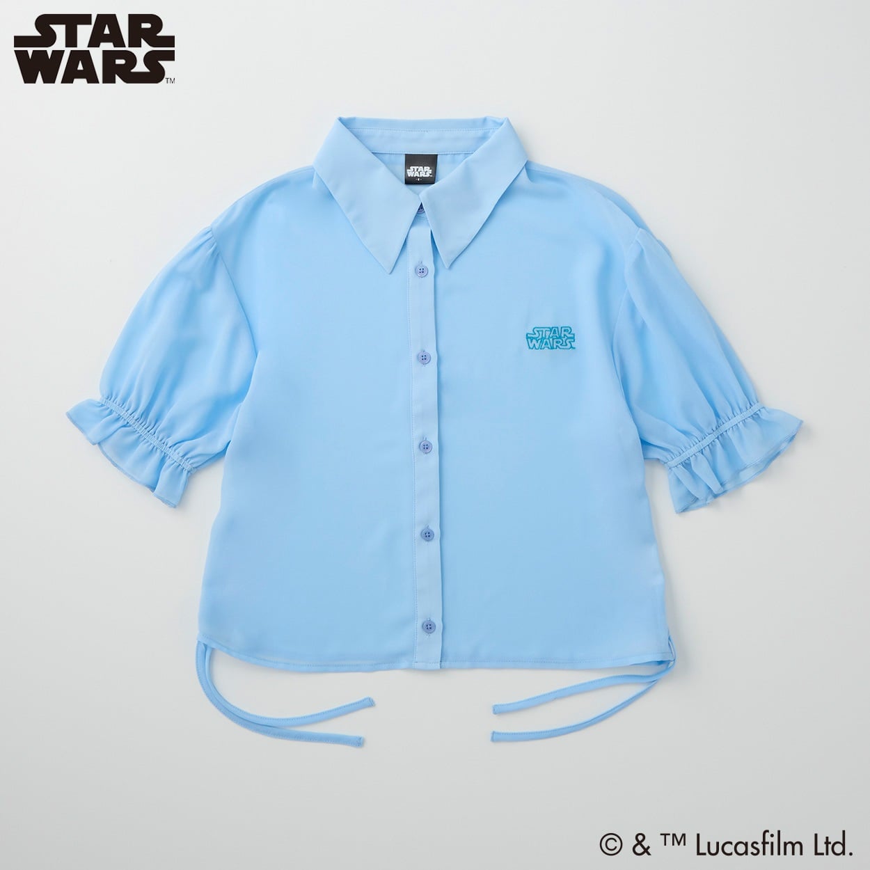 スター・ウォーズ シフォン半袖短丈シャツ レディス Doublefocus(ダブルフォーカス)(ウスアオ-L)