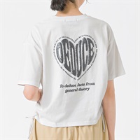 ハートラメ脇シャーリングTシャツ レディス Doublefocus(ダブルフォーカス)(シロ-S)