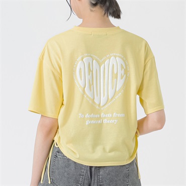 ハートラメ脇シャーリングTシャツ レディス Doublefocus(ダブルフォーカス)(キイロ-S)
