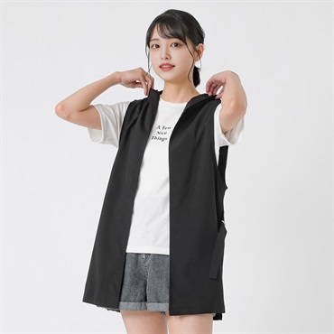 フードジレTシャツアンサンブル レディス Doublefocus(ダブルフォーカス)(クロ-S)