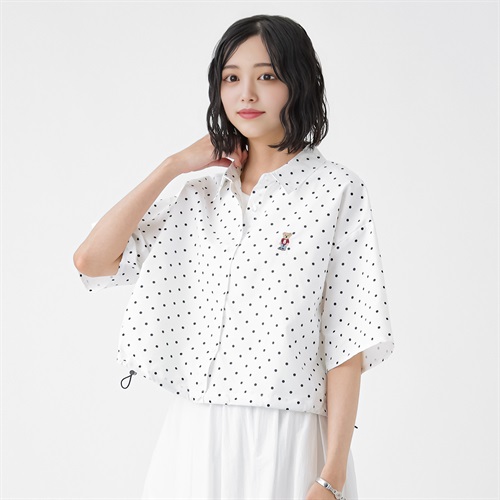 クマ刺繍シャツ レディス Doublefocus(ダブルフォーカス)(シロ-S)