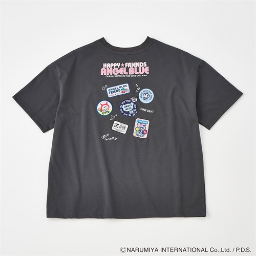 エンジェルブルーワッペン風Tシャツ レディス Doublefocus(ダブルフォーカス)(チャコ－ルグレ－-S)