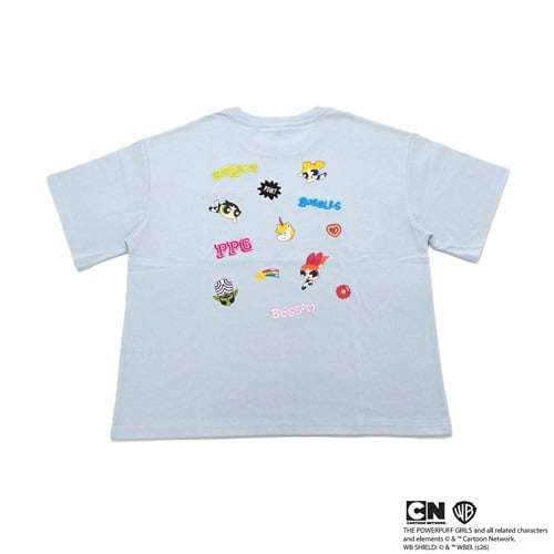 パワーパフガールズ 刺しゅうTシャツ レディス Doublefocus(ダブルフォーカス)(ウスアオ-S)