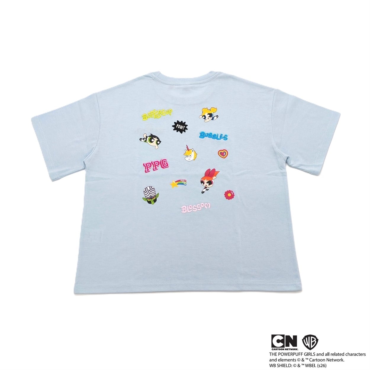 パワーパフガールズ 刺しゅうTシャツ レディス Doublefocus(ダブルフォーカス)(ウスアオ-M)
