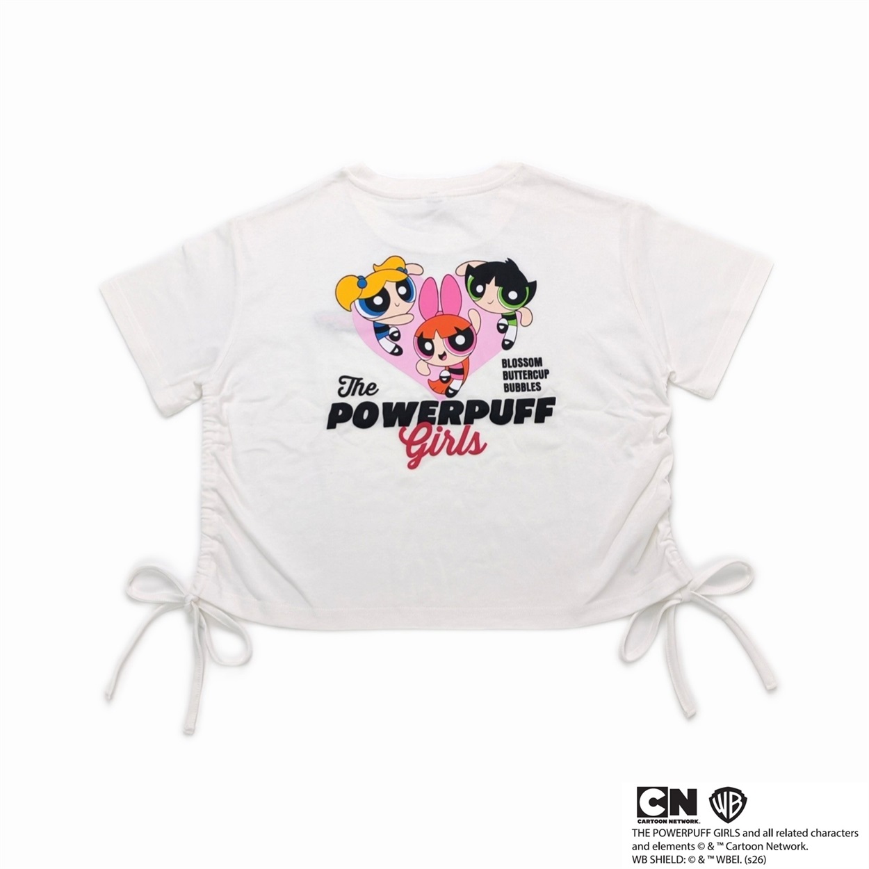 パワーパフガールズ 脇シャーリングTシャツ レディス Doublefocus(ダブルフォーカス)(シロ-S)
