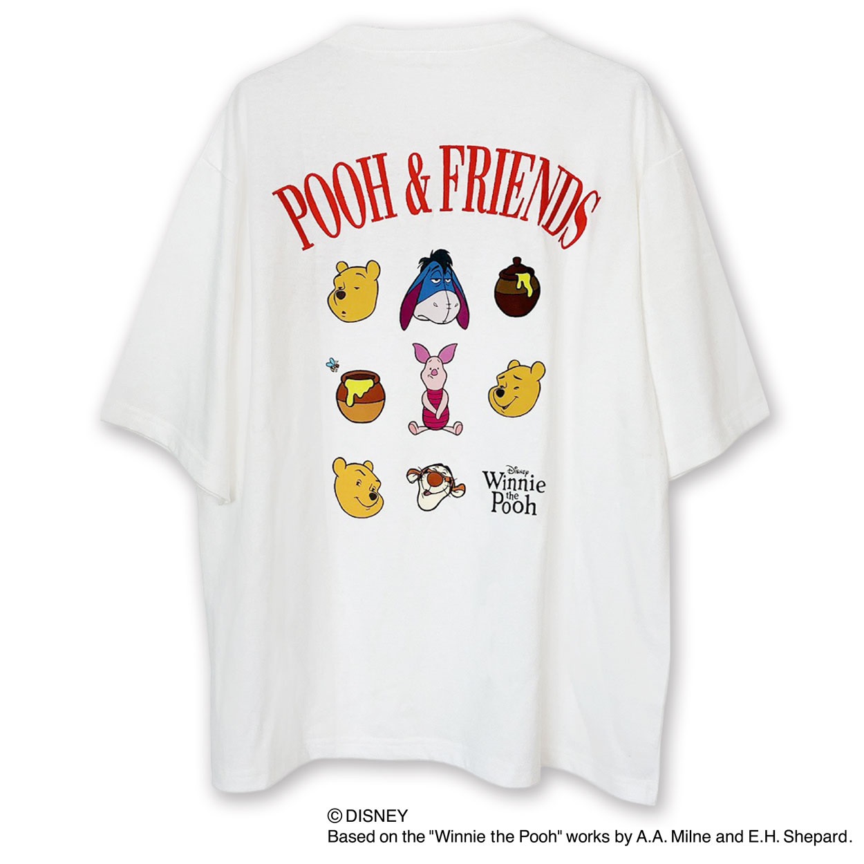 くまのプーさん/9連Tシャツ ユニセックス Doublefocus(ダブルフォーカス)(シロ-S)
