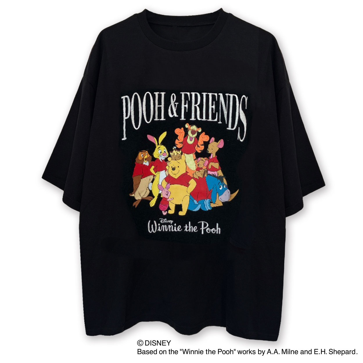 くまのプーさん /100周年Tシャツ ユニセックス Doublefocus(ダブルフォーカス)(クロ-S)