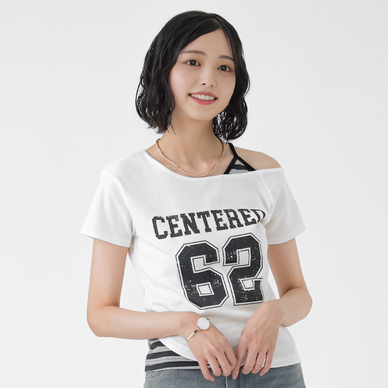 カスレラバープリントTシャツ レディス Doublefocus(ダブルフォーカス)(シロ-S)