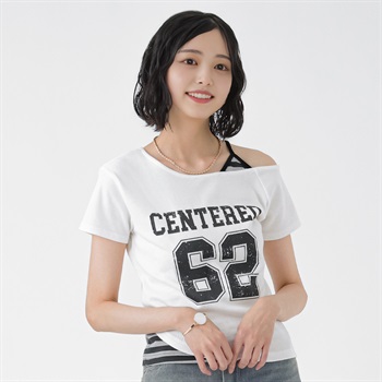 カスレラバープリントTシャツ レディス Doublefocus(ダブルフォーカス)(シロ-S)