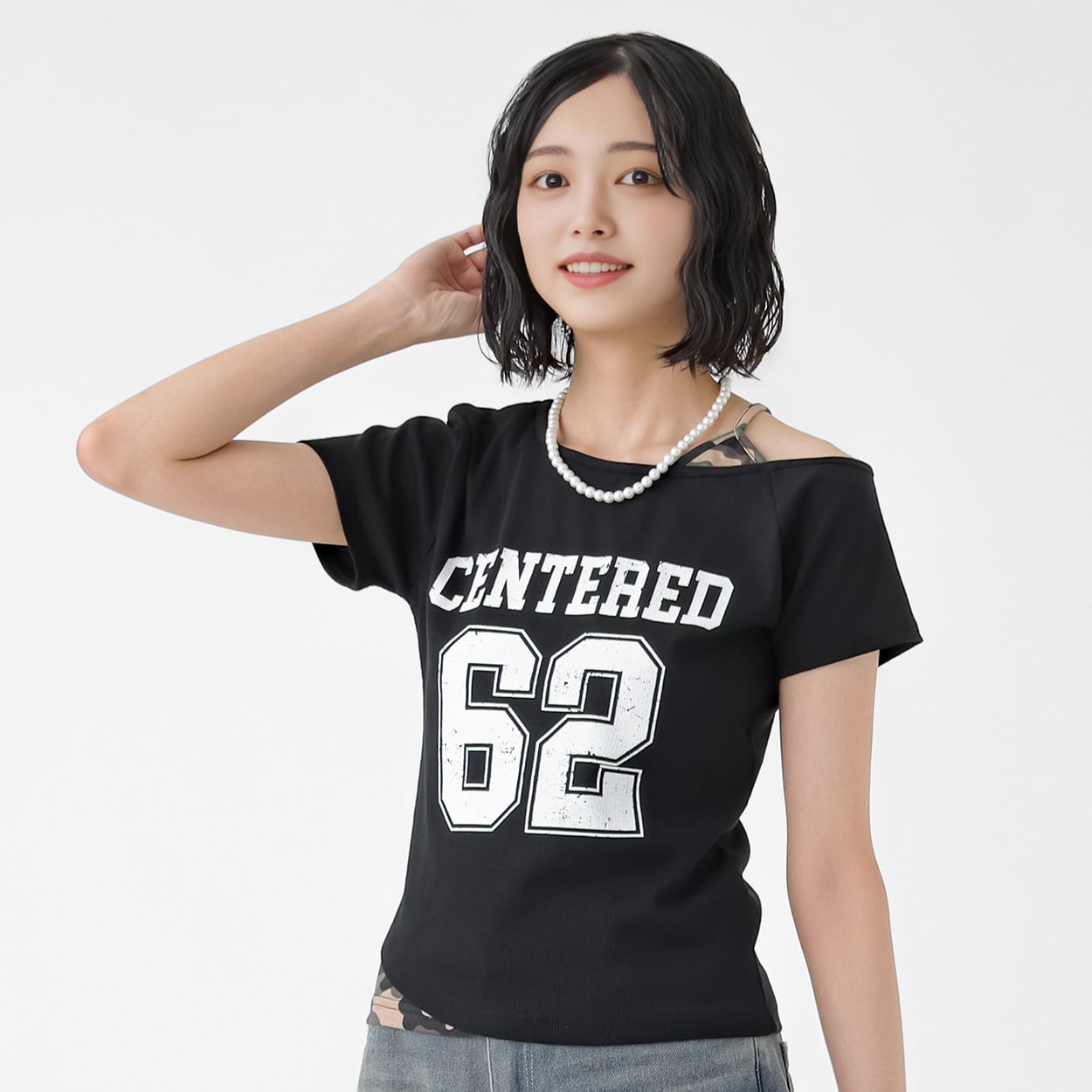 カスレラバープリントTシャツ レディス Doublefocus(ダブルフォーカス)(クロ-M)