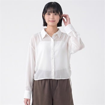 シフォンラインストーン付シャツ レディス Doublefocus(ダブルフォーカス)(シロ-S)
