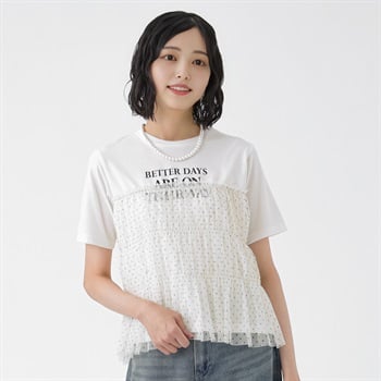 チュールビスチェドッキングTシャツ レディス Doublefocus(ダブルフォーカス)(シロ-M)