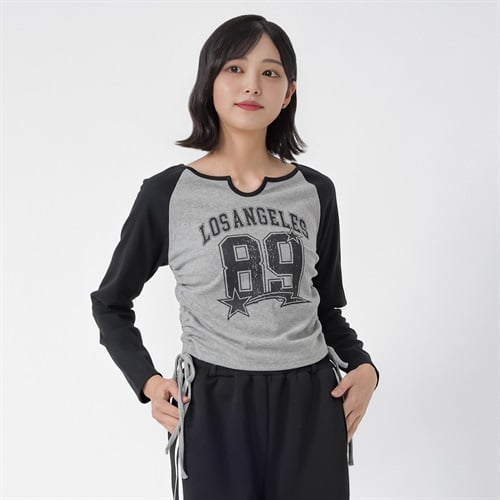 テレコリブキーネック脇シャーリングTシャツ レディス Doublefocus(ダブルフォーカス)