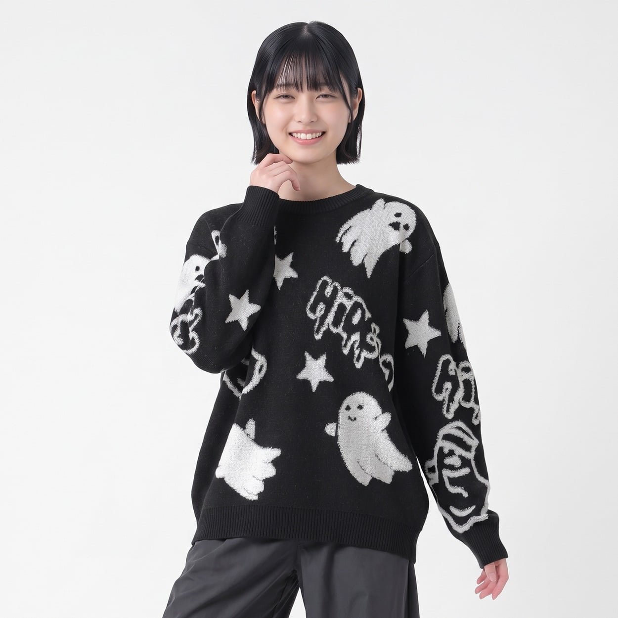 パイルジャガードオバケプルオーバー レディス Doublefocus(ダブルフォーカス)(クロ-L)
