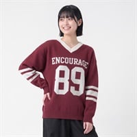 ニットナンバリングVネックプツオーバー レディス Doublefocus(ダブルフォーカス)(コイアカ-S)