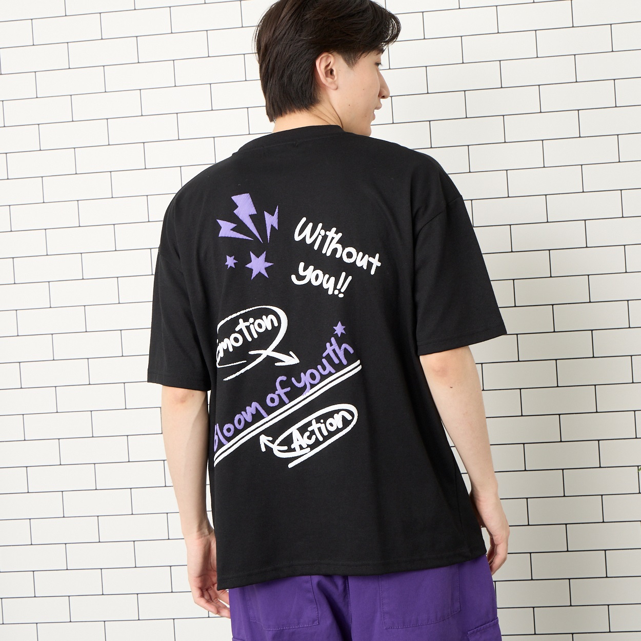 タフタコンビネーションTシャツ 落書き発泡プリントTシャツ Doublefocus (ダブルフォーカス