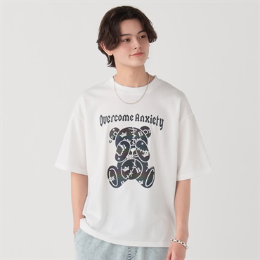 クマレインボーリフレクトTシャツ メンズ Doublefocus (ダブルフォーカス)(シロ-XL)