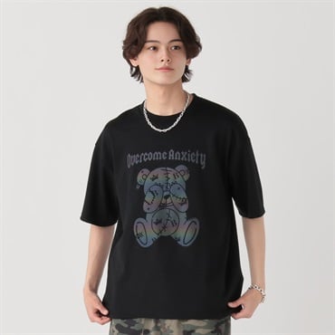 クマレインボーリフレクトTシャツ メンズ Doublefocus (ダブルフォーカス)(クロ-M)