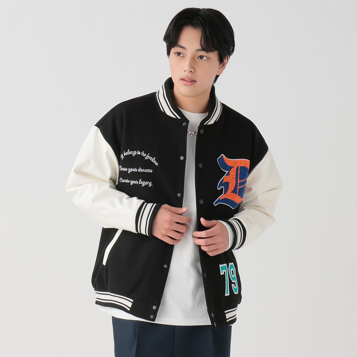 ウェアハウス　ダブルワークス　スタジャン 袖PUワッペン付きスタジャン メンズ Doublefocus(ダブルフォーカス