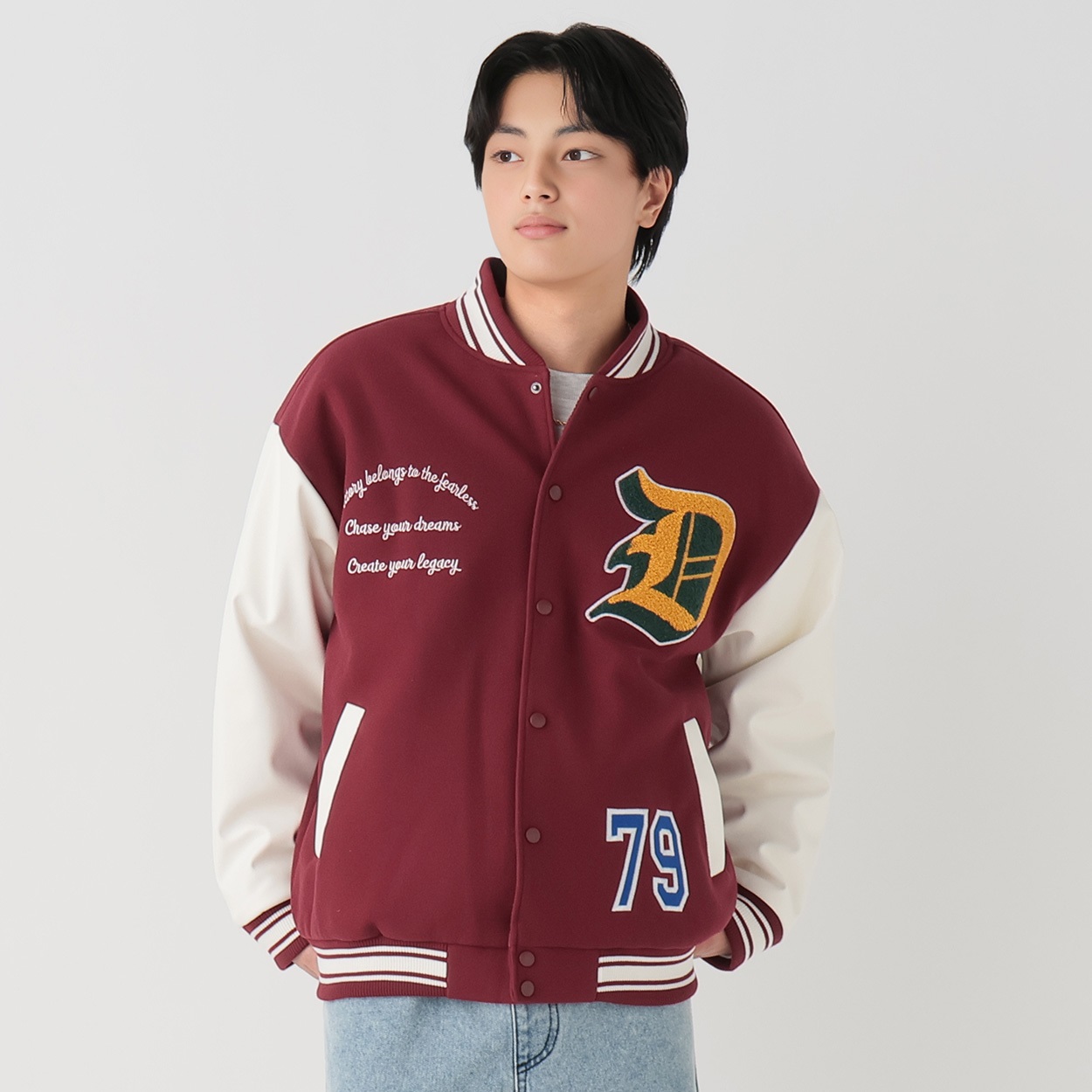 袖PUワッペン付きスタジャン メンズ Doublefocus(ダブルフォーカス