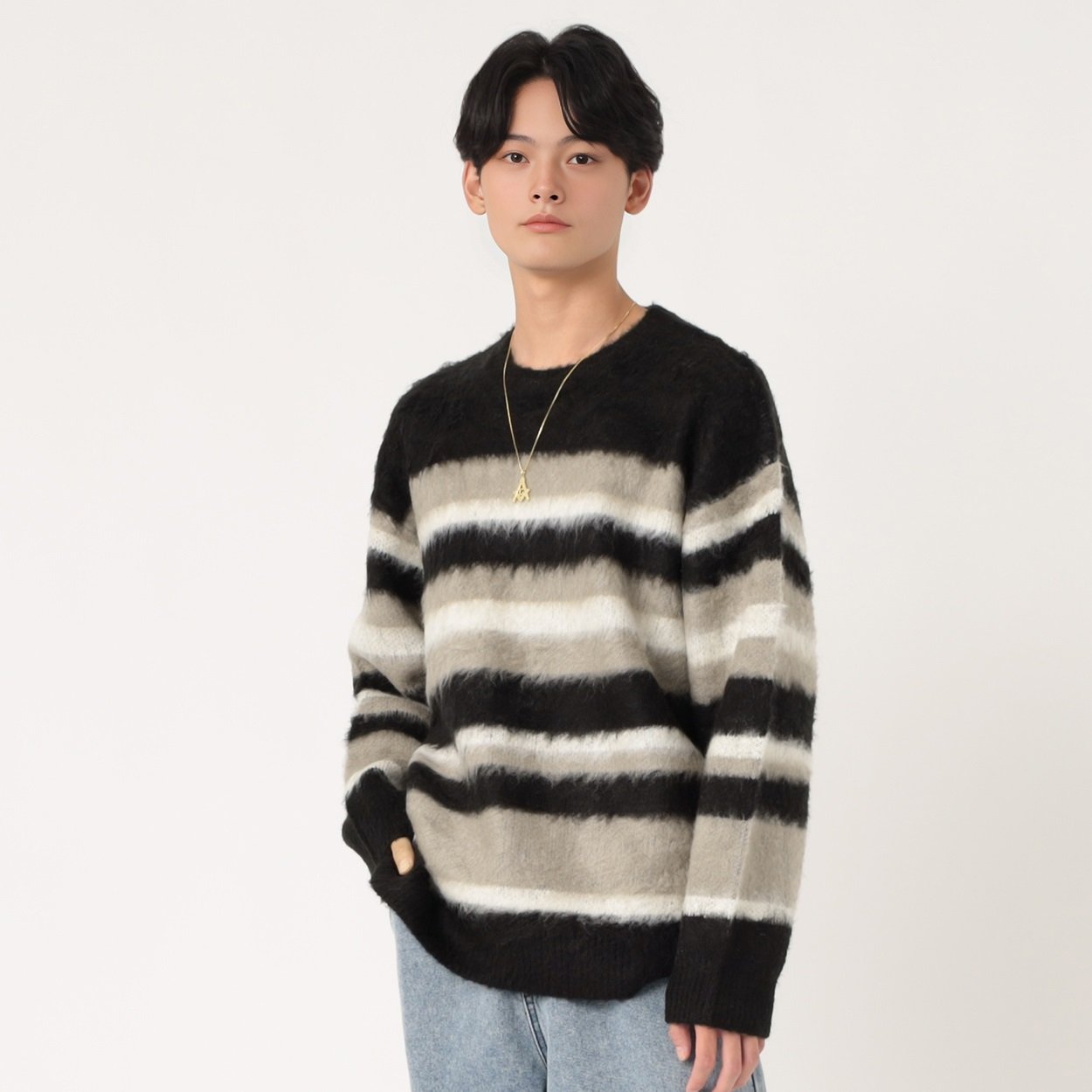 ACモヘアタッチボーダーニット メンズ Doublefocus (ダブルフォーカス