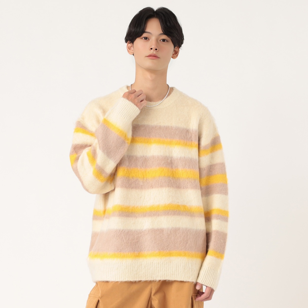 ACモヘアタッチボーダーニット メンズ Doublefocus (ダブルフォーカス