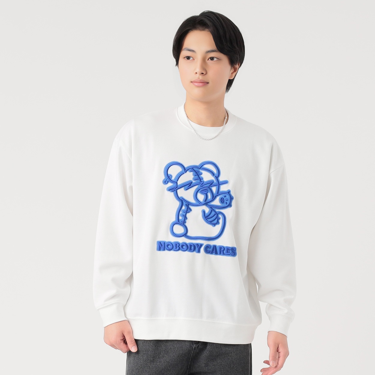 TCポンチくまコード刺繡トレーナー メンズ Doublefocus(ダブル