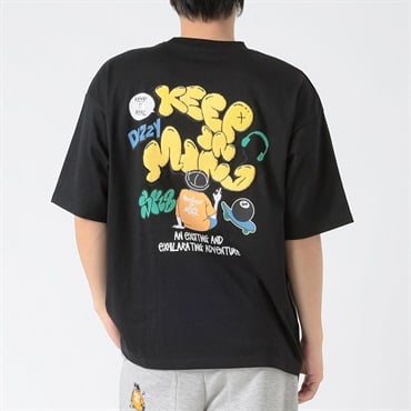 DIZZYビッグロゴ半袖Tシャツ メンズ Doublefocus(ダブルフォーカス)(クロ-S)