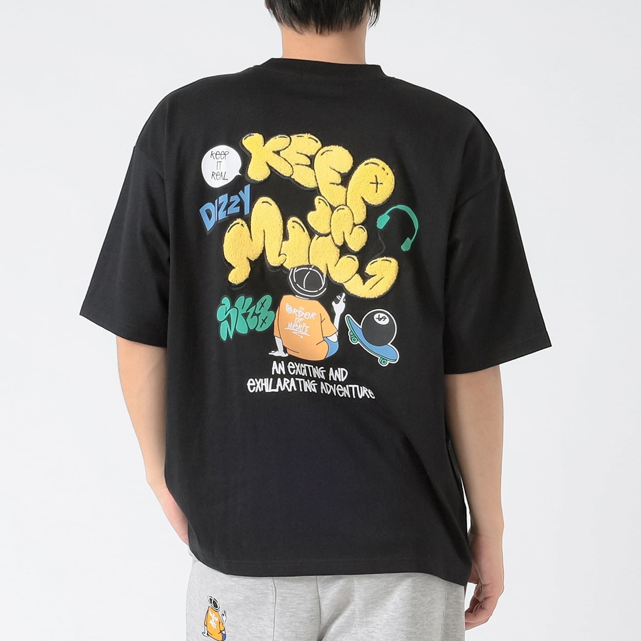 DIZZYビッグロゴ半袖Tシャツ メンズ Doublefocus(ダブルフォーカス)(クロ-L)