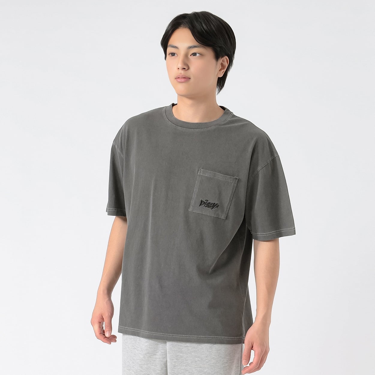 DIZZYピグメント半袖Tシャツ メンズ Doublefocus(ダブルフォーカス)(クロ-L)