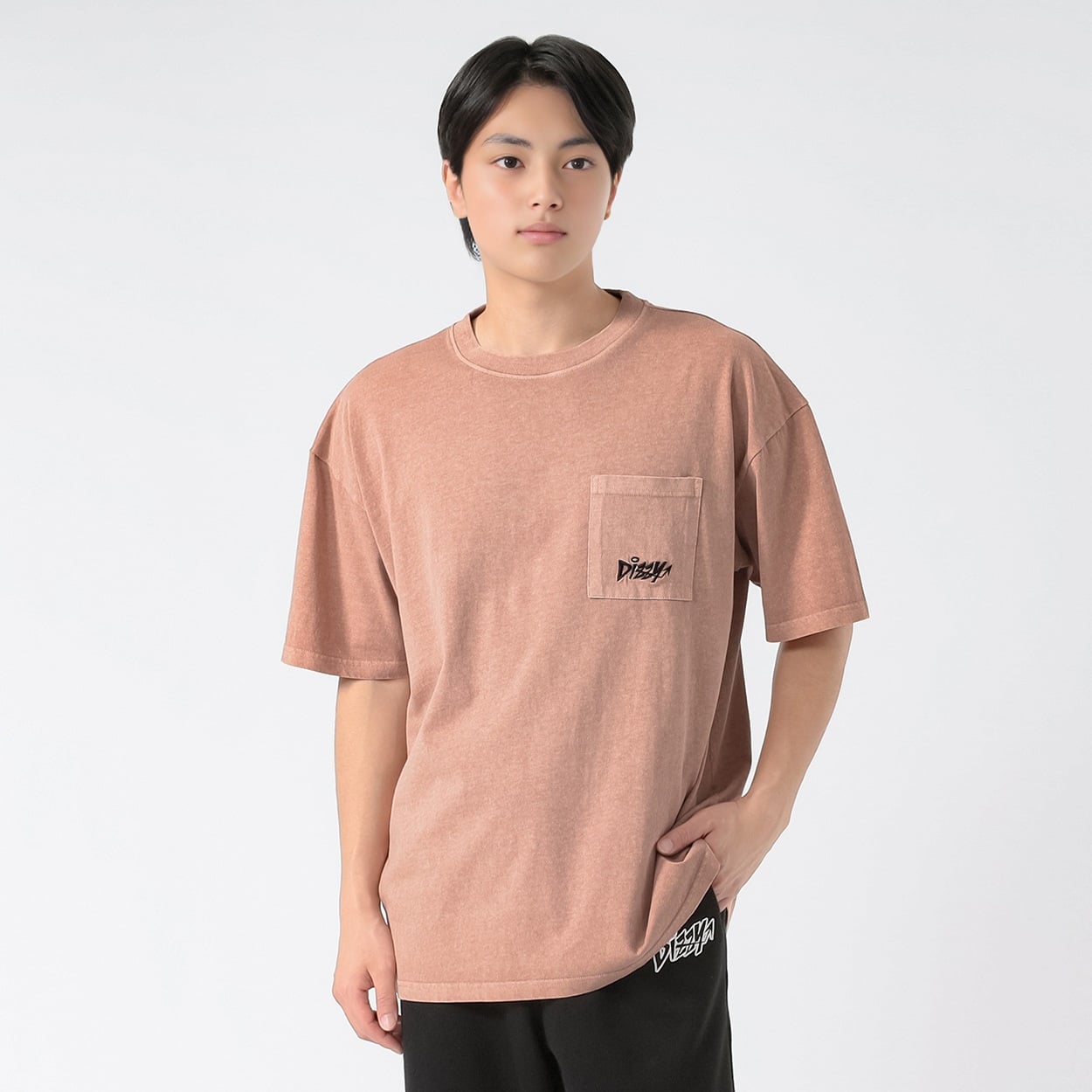 DIZZYピグメント半袖Tシャツ メンズ Doublefocus(ダブルフォーカス)(オレンジ-S)
