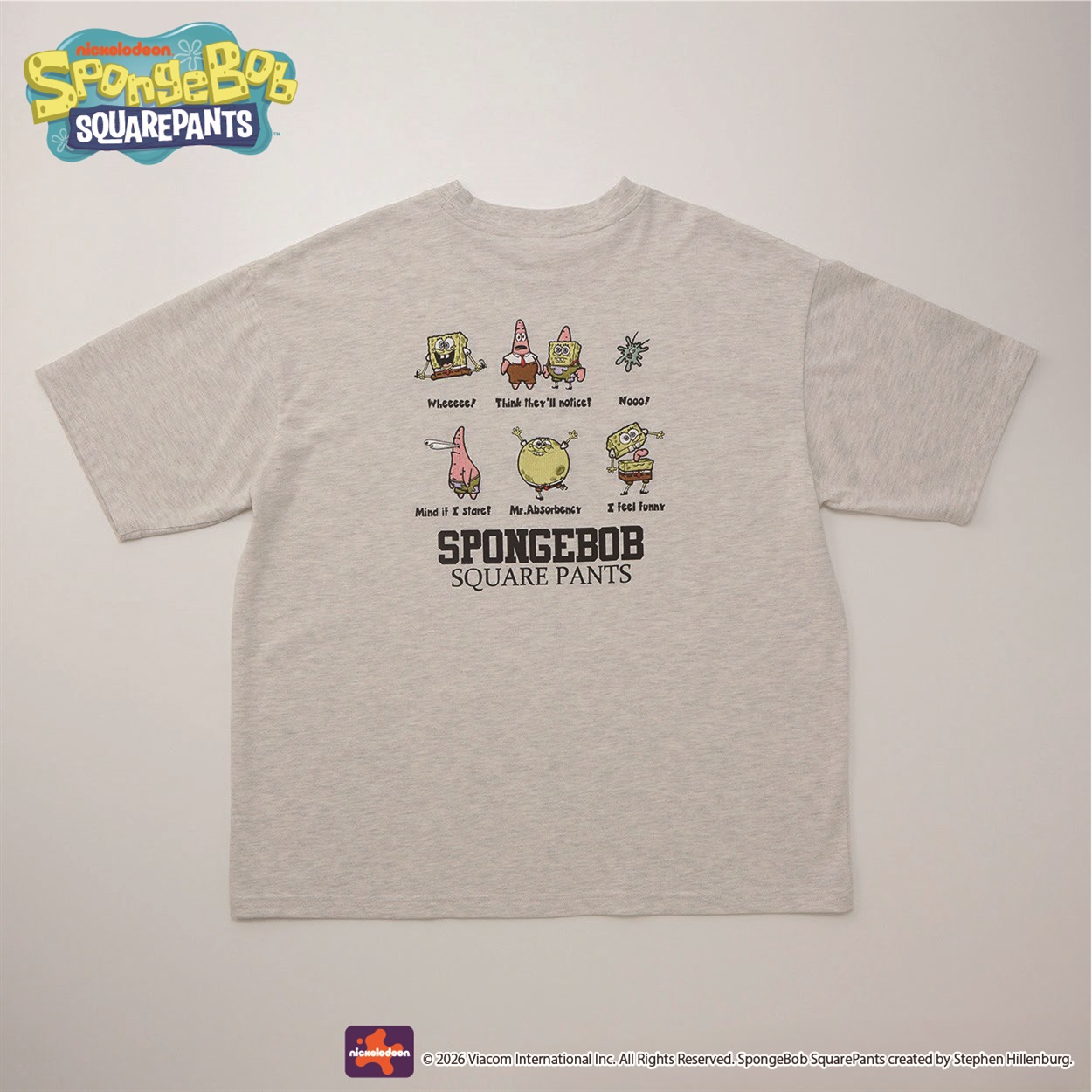 スポンジ・ボブ後並び半袖Tシャツ メンズ Doublefocus(ダブル
