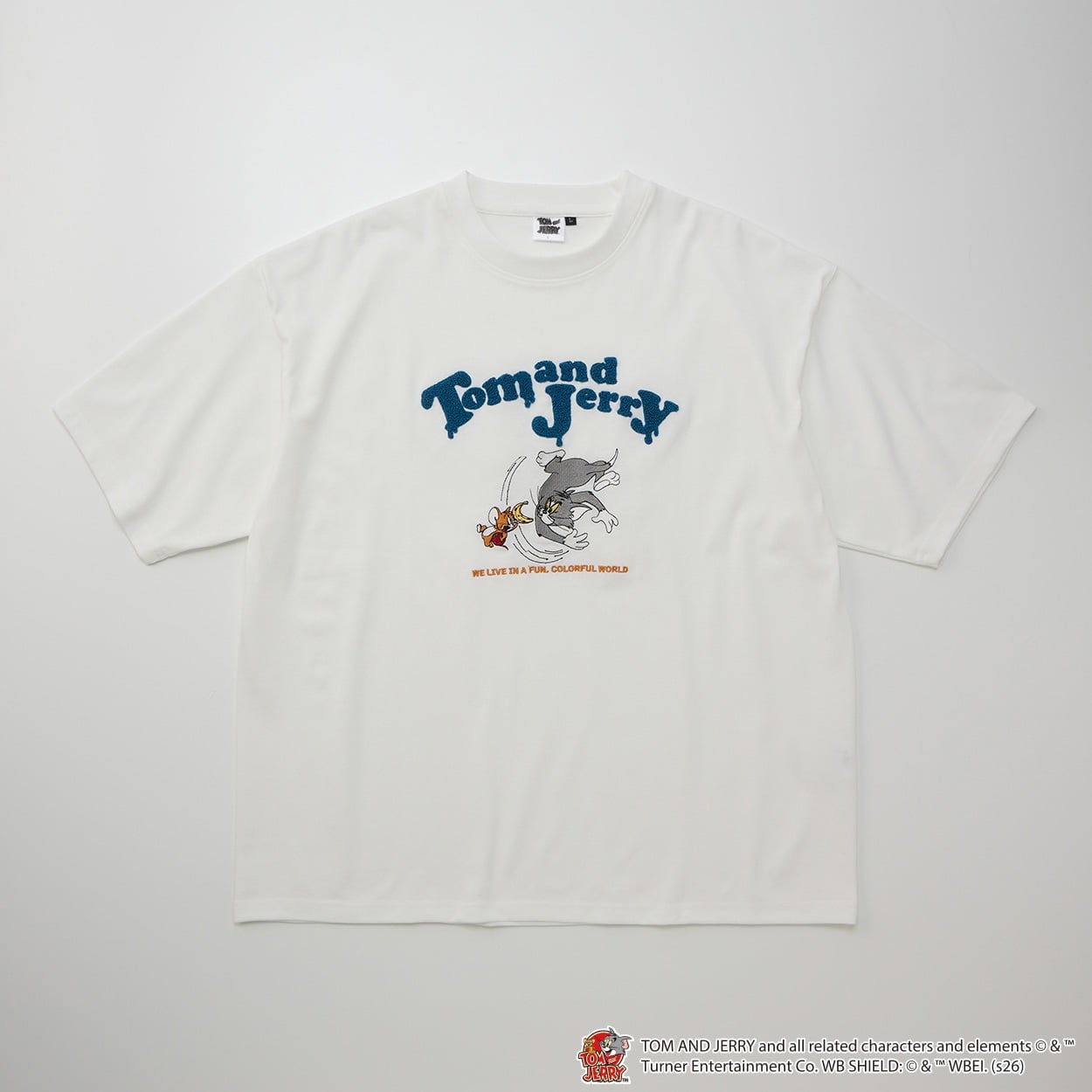 トムジェリ前身半袖Tシャツ メンズ Doublefocus(ダブルフォーカス)(シロ-L)