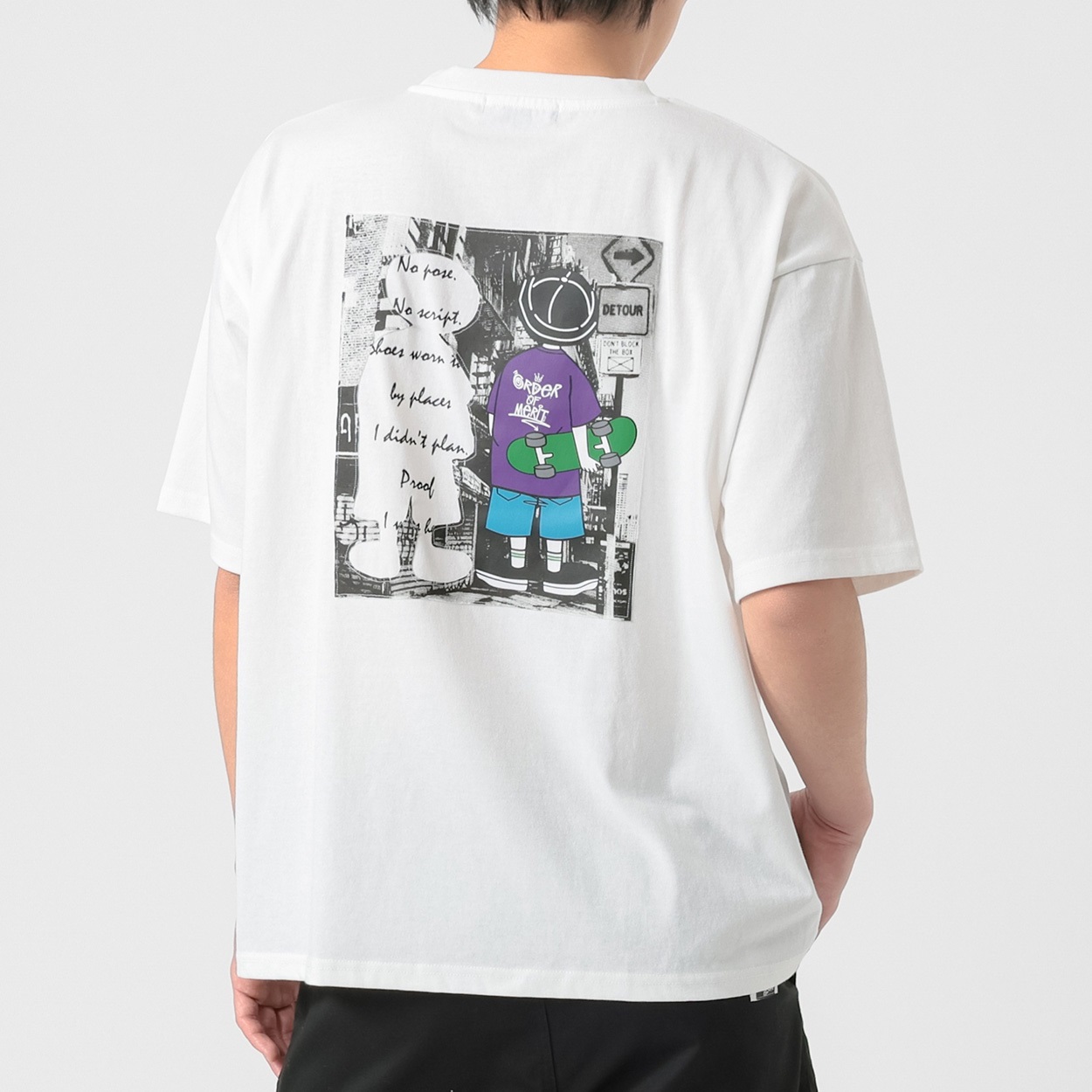 DIZZYシルエット半袖Tシャツ メンズ Doublefocus(ダブルフォーカス)(シロ-M)