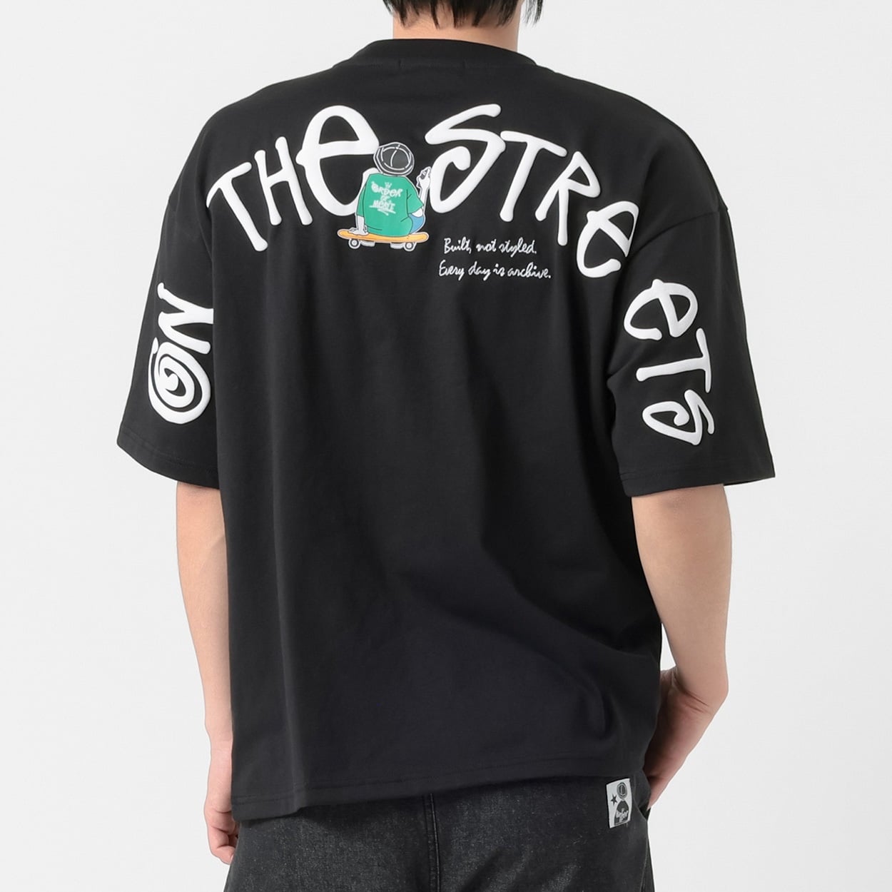 DIZZYバックアーチ半袖Tシャツ メンズ Doublefocus(ダブルフォーカス)(クロ-M)