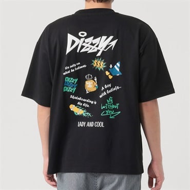 DIZZY飛び刺繍半袖Tシャツ メンズ Doublefocus(ダブルフォーカス)(クロ-S)