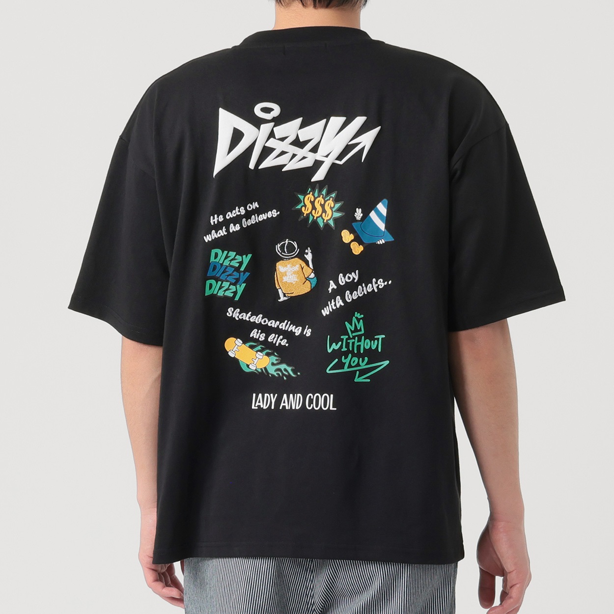 DIZZY飛び刺繍半袖Tシャツ メンズ Doublefocus(ダブルフォーカス