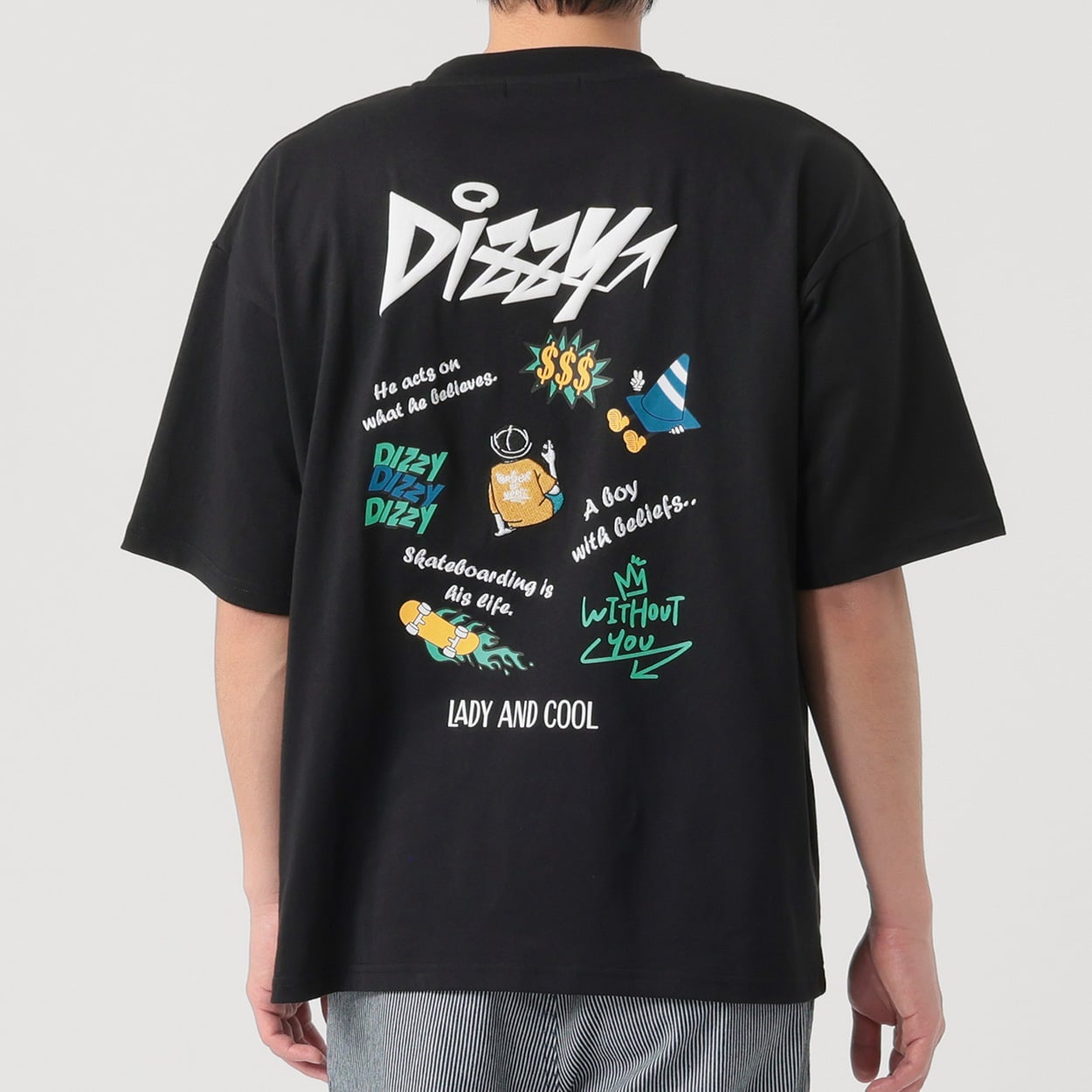DIZZY飛び刺繍半袖Tシャツ メンズ Doublefocus(ダブルフォーカス