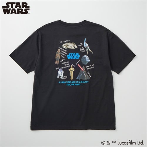 スター・ウォーズ 飛び刺繍半袖Tシャツ メンズ Doublefocus(ダブルフォーカス)(クロ-S)