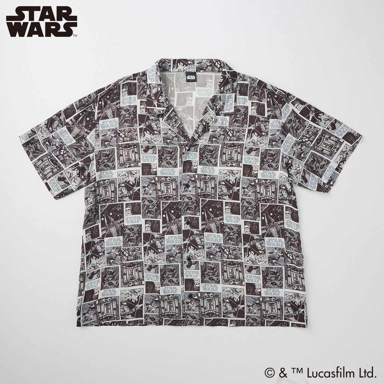 スター・ウォーズ 総柄シャツ メンズ Doublefocus(ダブルフォーカス)(クロ-L)
