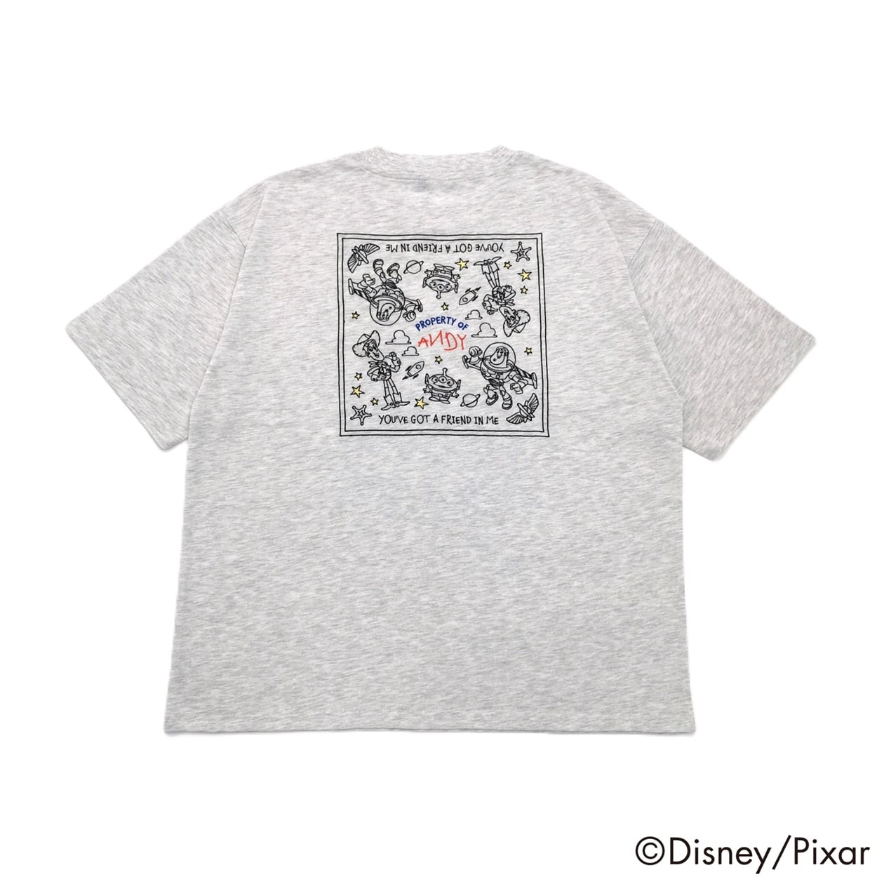 トイ・ストーリー バンダナ風半袖Ｔシャツ メンズ Doublefocus(ダブルフォーカス)(アイボリー-M)